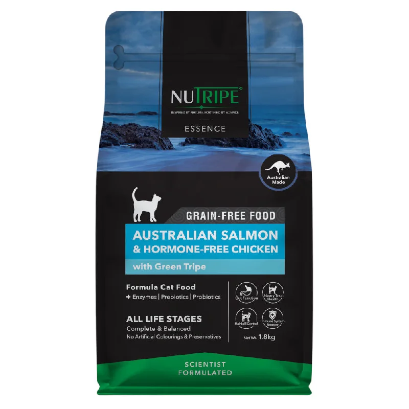 '15% OFF + FREE TREATS': Nutripe Essence Australian Salmon & Chicken with Green Tripe Grain-Free Dry Cat Food